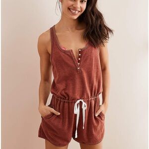 Aerie Rust Brown Lounge Romper Size Small